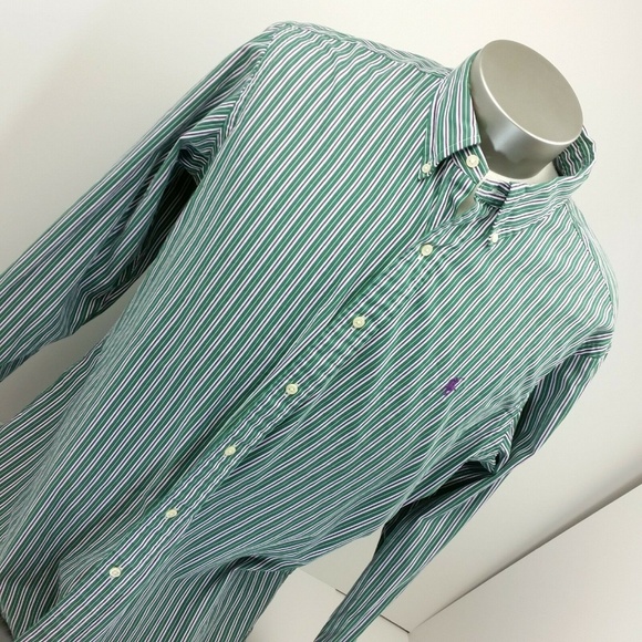 Ralph Lauren Striped Shirt Custom Fit Preppy Dress - Picture 4 of 7